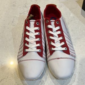Red white and blue men’s sneakers